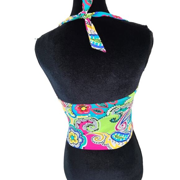 Anne Cole Tankini Top Womens Colorful Beachy Vacay Halter Swimwear Multicolor - Picture 3 of 11